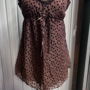 Brown Polka Dot Dress with Bow